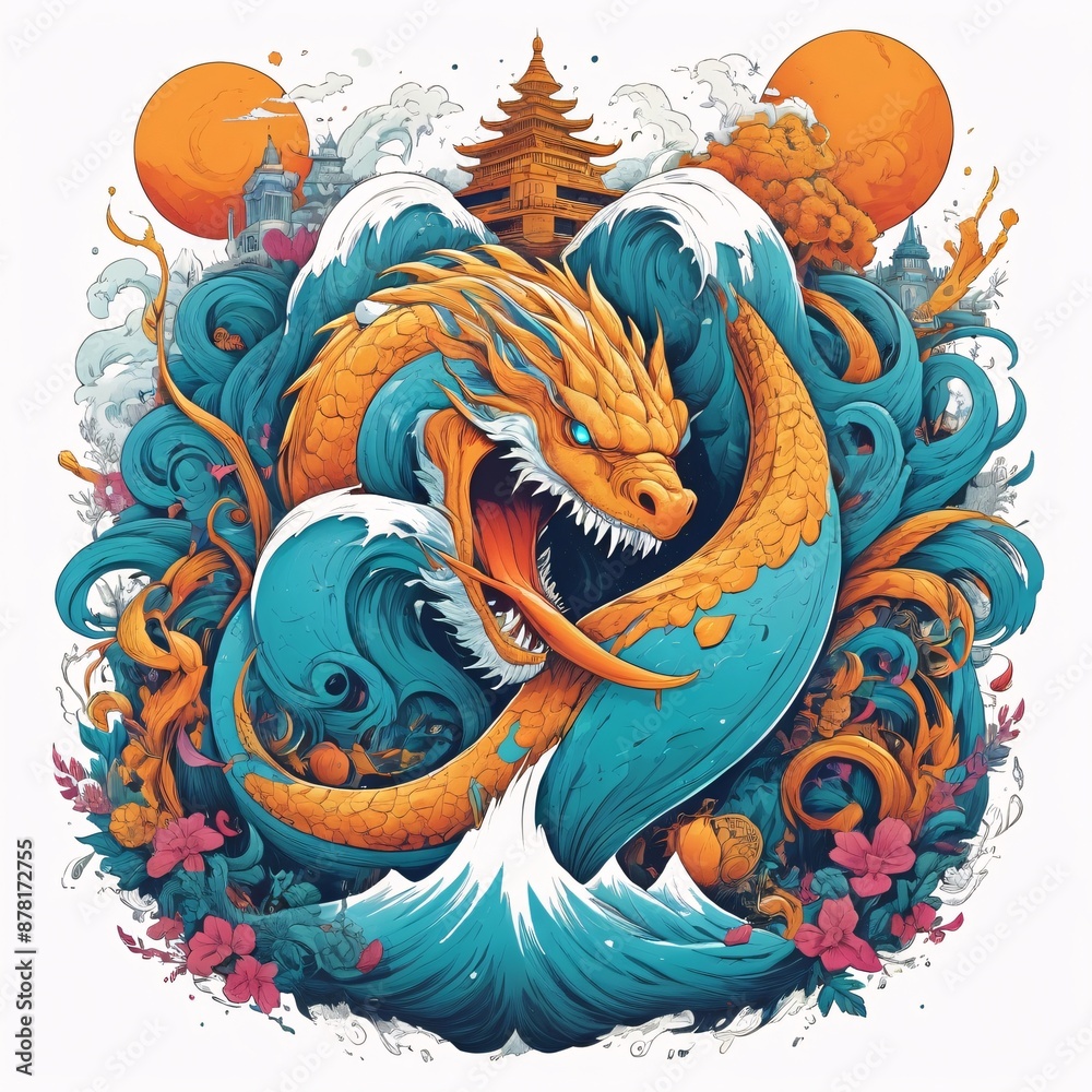 Dragon illustration colorful art style design Dragon illustration colorful art style design