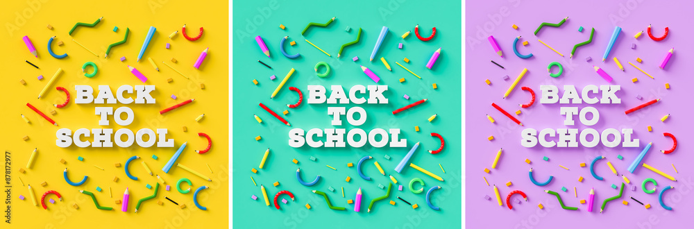 Back to school background. Colorful back to school greeting design.. 3D illustration Back to school background. Colorful back to school greeting design.. 3D illustration