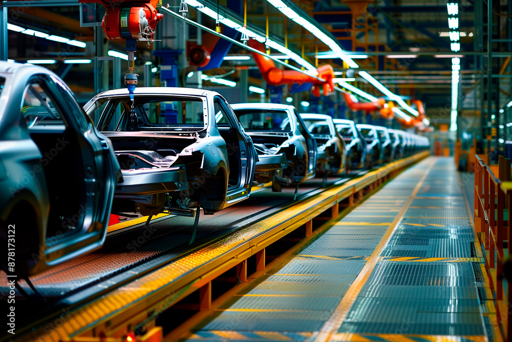 Car Chassis Assembly Line in Modern Factory Car Chassis Assembly Line in Modern Factory