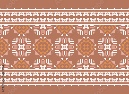 Geometric ethnic oriental seamless pattern traditional Design for background,carpet,wallpaper.clothing,wrapping,Batik fabric,Vector illustration.embroidery style - Sadu, sadou,