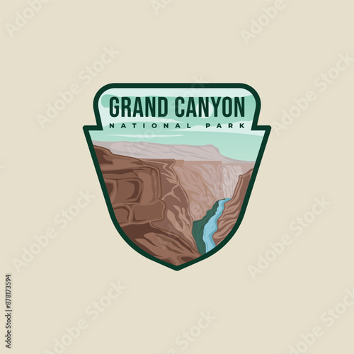 grand canyon emblem logo vector illustration template graphic design. sign or symbol national park sticker path for business travel