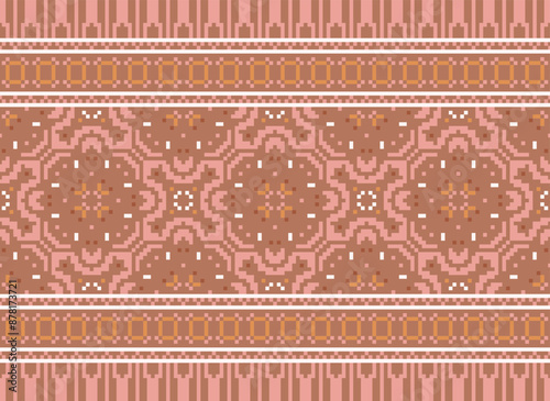Geometric ethnic oriental seamless pattern traditional Design for background,carpet,wallpaper.clothing,wrapping,Batik fabric,Vector illustration.embroidery style - Sadu, sadou,