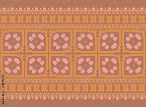 Geometric ethnic oriental seamless pattern traditional Design for background,carpet,wallpaper.clothing,wrapping,Batik fabric,Vector illustration.embroidery style - Sadu, sadou,