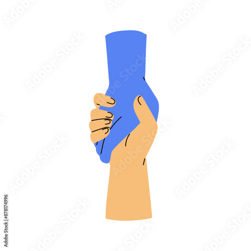 Helping hand holding, supporting, giving rescue, saving. Assistance, trust, care concept. Arm assisting, keeping other. Connection gesture. Flat vector illustration isolated on white background