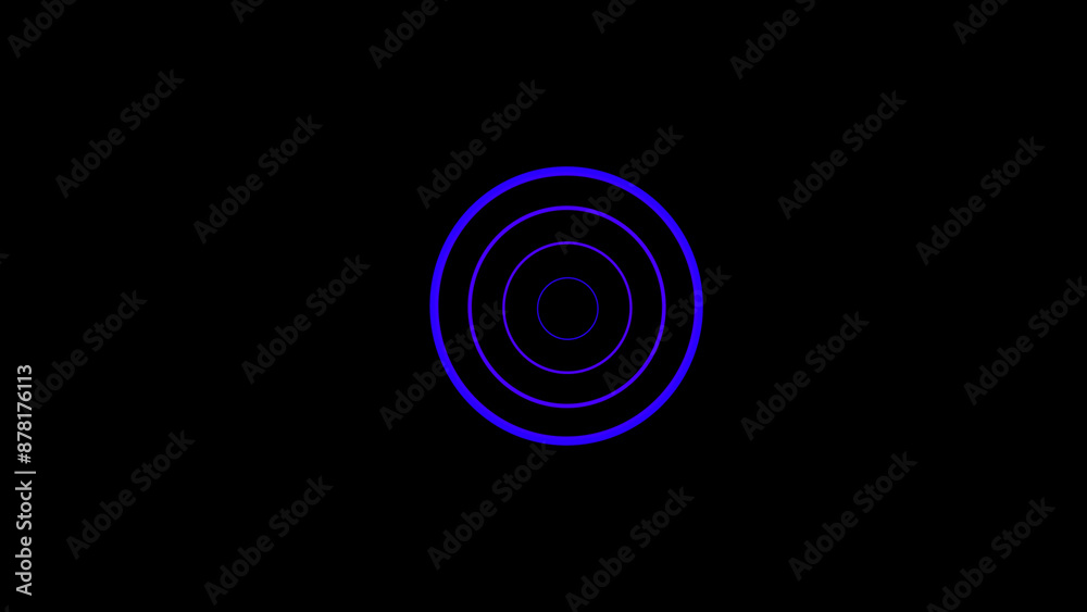 Blue centric circles icon. Blank Round Glowing Shapes on Dark Background Blue centric circles icon. Blank Round Glowing Shapes on Dark Background