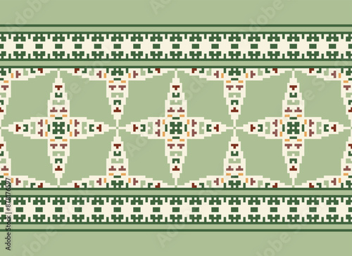 Pixel Geometric traditional ethnic pattern Ikat seamless pattern border abstract design for fabric print cloth dress carpet curtains and sarong Aztec African Indian Indonesian