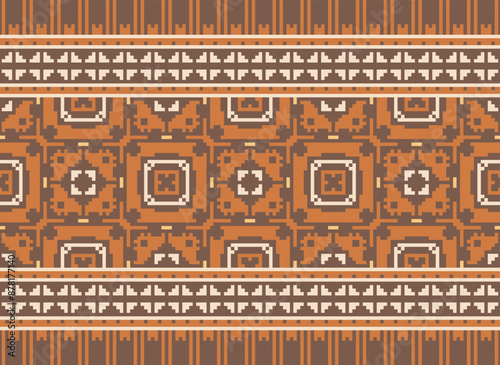 Pixel Geometric traditional ethnic pattern Ikat seamless pattern border abstract design for fabric print cloth dress carpet curtains and sarong Aztec African Indian Indonesian