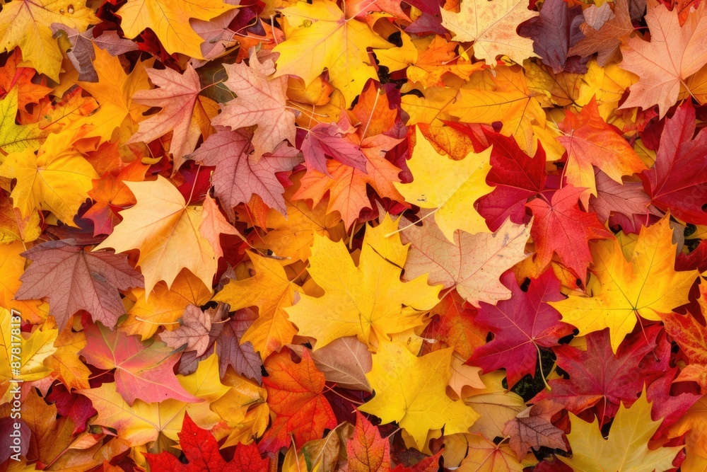 Fall Leaves Background. Colorful Autumn Leaves in Yellow, Orange, and Red Fall Leaves Background. Colorful Autumn Leaves in Yellow, Orange, and Red
