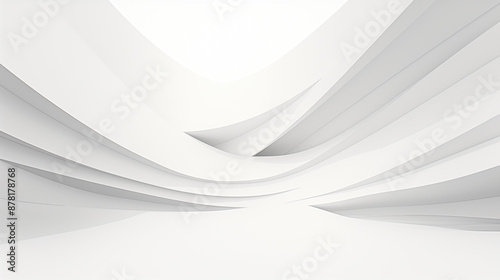 Minimalistic white background with curves and waves.