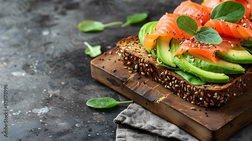 Rustic Mediterranean Salmon and Avocado Toast: Homemade Cuisine with Omega 3 Benefits