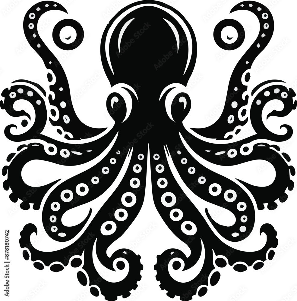 Octopus silhouette vector illustration. Generative AI Octopus silhouette vector illustration. Generative AI