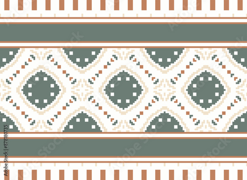 Pixel Geometric traditional ethnic pattern Ikat seamless pattern border abstract design for fabric print cloth dress carpet curtains and sarong Aztec African Indian Indonesian