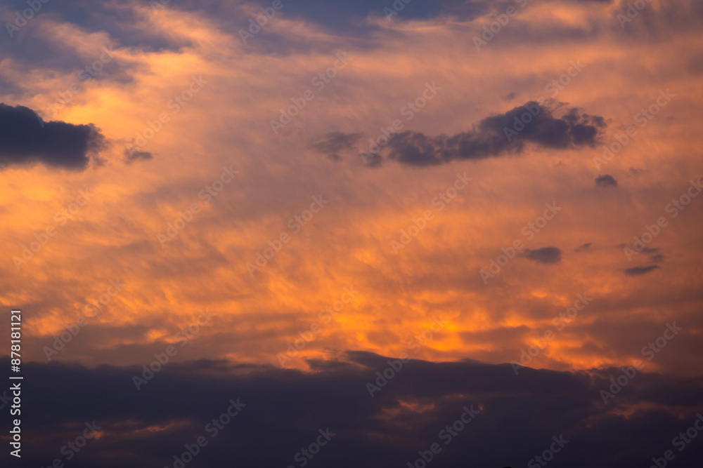 Dramatic Sunset Sky with Vibrant Orange and Purple Clouds Dramatic Sunset Sky with Vibrant Orange and Purple Clouds