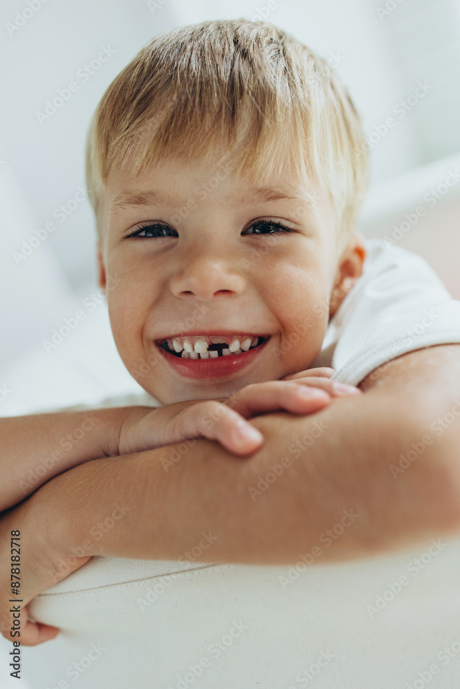 The child's tooth fell out.