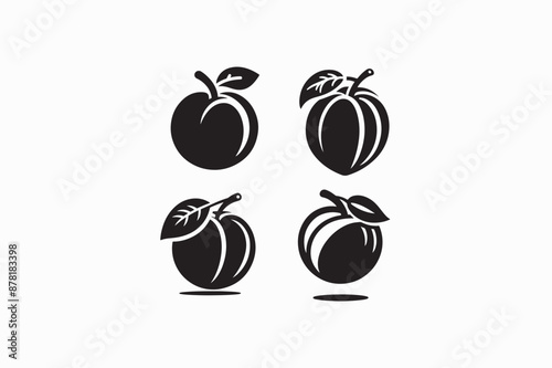 Apricot fruit vector silhouette image adobe illustrator.