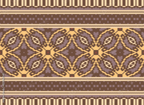 Pixel Geometric traditional ethnic pattern Ikat seamless pattern border abstract design for fabric print cloth dress carpet curtains and sarong Aztec African Indian Indonesian