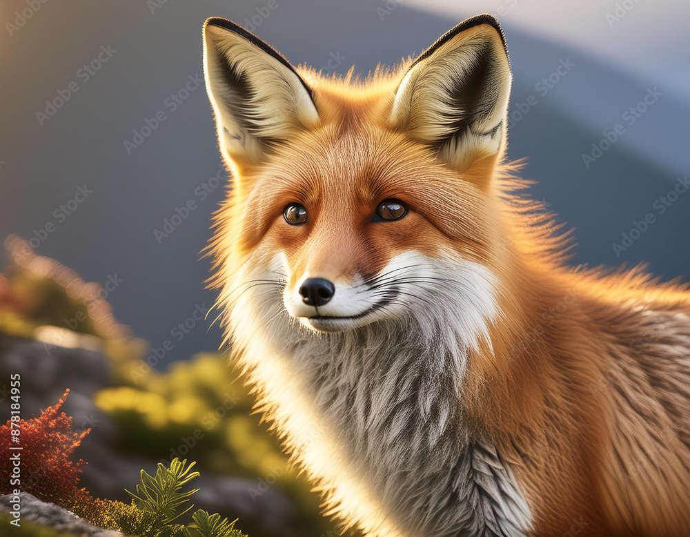 Red Fox Quietly Lurking Around For Food in Winter
