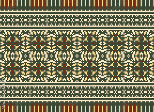 Pixel Geometric traditional ethnic pattern Ikat seamless pattern border abstract design for fabric print cloth dress carpet curtains and sarong Aztec African Indian Indonesian