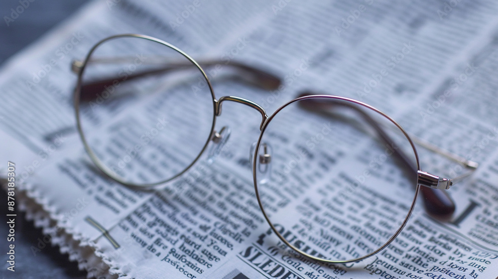 Focused Glasses on Newspaper Headline: Empowering Movement News Focused Glasses on Newspaper Headline: Empowering Movement News