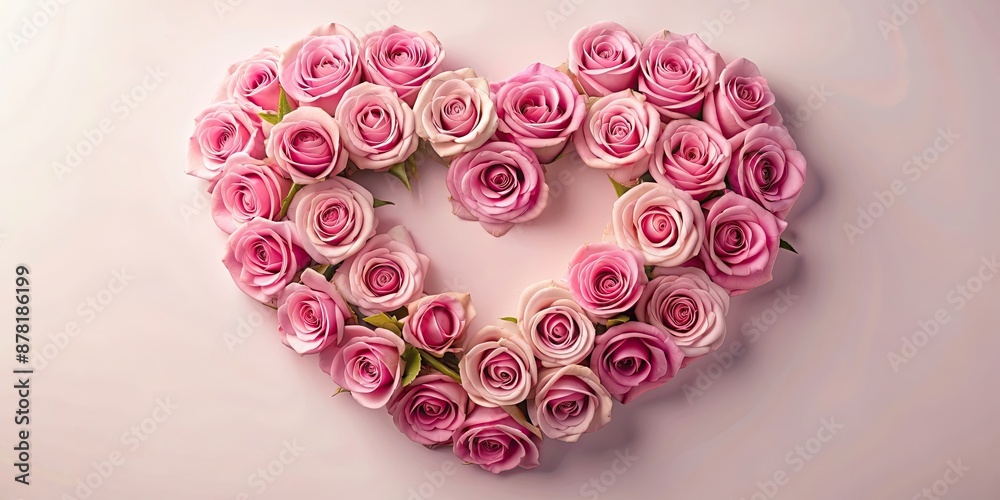 Pink roses arranged in a heart shape , love, romance, Valentine's Day, flowers, floral arrangement, pink, roses, heart, symbol Pink roses arranged in a heart shape , love, romance, Valentine's Day, flowers, floral arrangement, pink, roses, heart, symbol