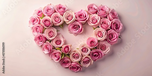 Pink roses arranged in a heart shape , love, romance, Valentine's Day, flowers, floral arrangement, pink, roses, heart, symbol