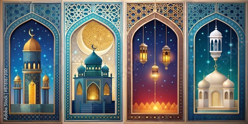 ramadan kareem, mosque, star and moon, islamic background