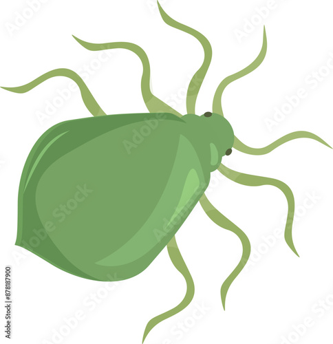 Green mite crawling, a small arachnid spreading diseases