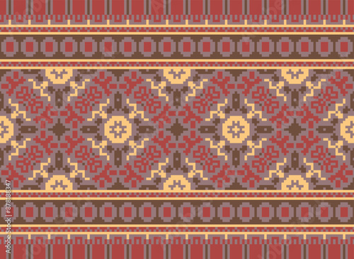 Pixel Geometric traditional ethnic pattern Ikat seamless pattern border abstract design for fabric print cloth dress carpet curtains and sarong Aztec African Indian Indonesian