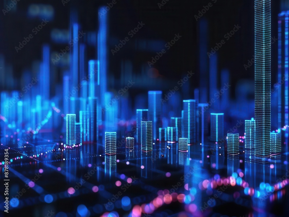 creative 3d rendering of glowing blue candlestick forex chart grid background concept of financial growth and stock market analysis dynamic and futuristic visualization creative 3d rendering of glowing blue candlestick forex chart grid background concept of financial growth and stock market analysis dynamic and futuristic visualization
