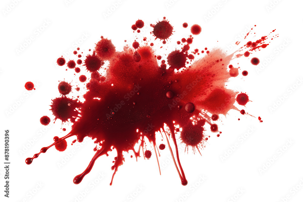 A red blood splatter, cut out - stock png.