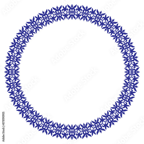 Circle monochrome frame, workpiece for your design. National round pattern, frame. Ornamental element of Kazakh, Kyrgyz, Uzbek, Mongols national Asian decor for plate, textile and print design. 