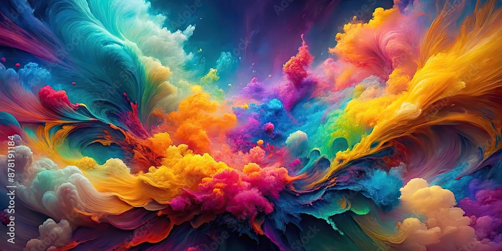 Fototapeta premium Abstract digital artwork of vibrant colors blending together, abstract, digital, artwork, vibrant, colors, blending