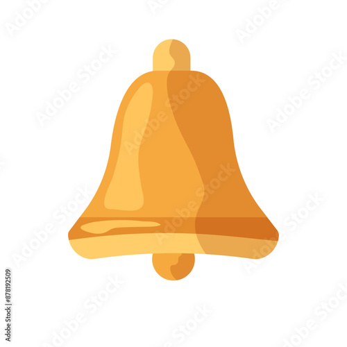 Golden school bell isolated on white background. Vector illustration. Back to school. Vector.