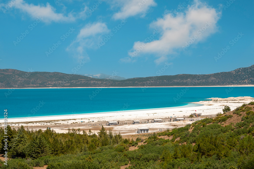 Turquoise colored Salda Lake located in Burdur Turkey. Turkish name Salda Golu Turquoise colored Salda Lake located in Burdur Turkey. Turkish name Salda Golu