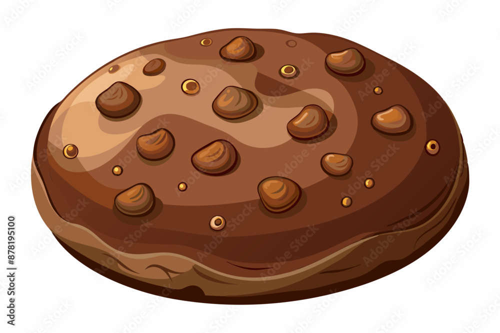 Chocolate cookie with chocolate chips for chocolate lovers, on white background