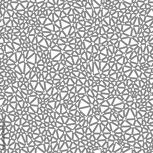 Abstract background with geometric mosaic shapes. Tiny triangles size. Black and white style. Rounded triangles outlined. Repeatable pattern. Graphite Steel. Classy vector tiles.