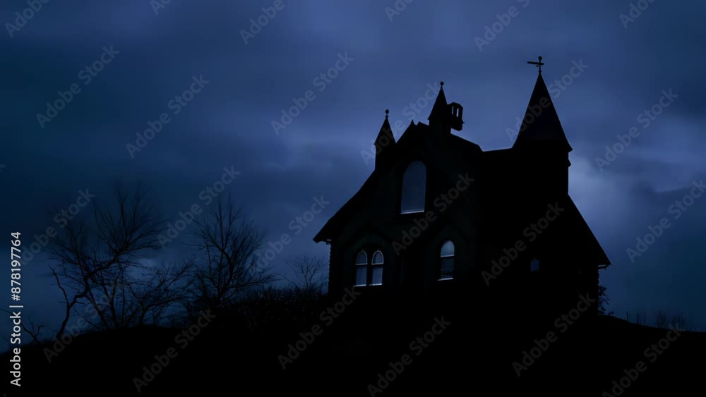 Lightening strikes over a haunted house Lightening strikes over a haunted house