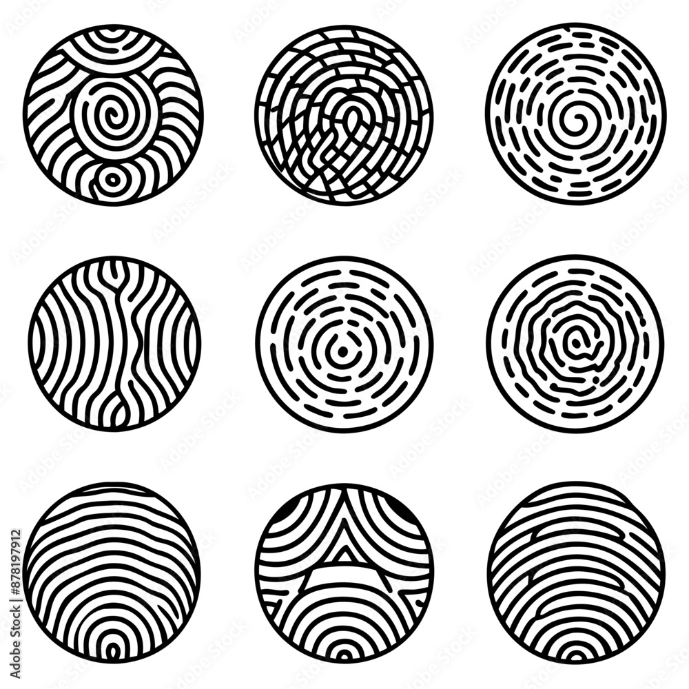 Circles with intricate designs against a white backdrop