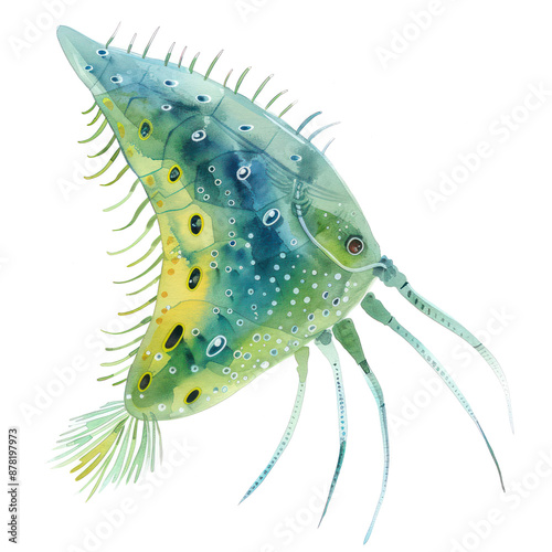Plankton watercolor illustration isolated on transparent. Sea png file for art work.
