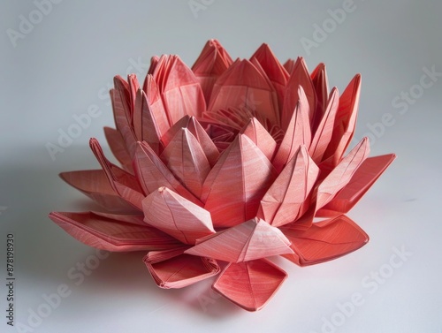 Wallpaper Mural Ruby paper folding of a serene lotus flower, symbolizing purity and spiritual growth. Torontodigital.ca