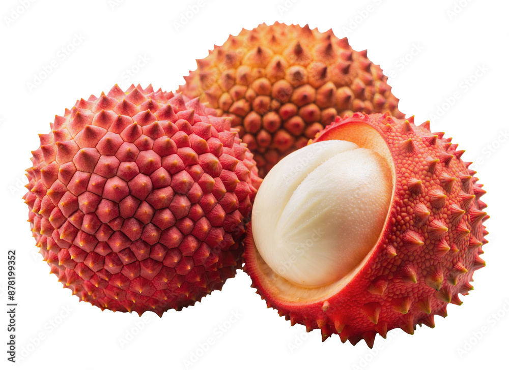 Three ripe lychee fruits, cut out - stock png. Three ripe lychee fruits, cut out - stock png.
