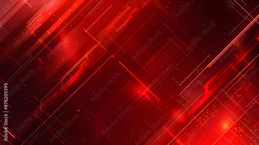Obraz premium Abstract red backdrop with a high-tech pattern of lines and shapes.