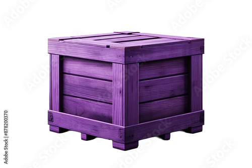 Enigmatic Purple Relic: A Wooden Box in Solitude on White or PNG Transparent Background.