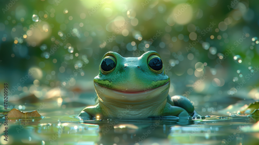 Charming Animated Frog in Vibrant Green Charming Animated Frog in Vibrant Green