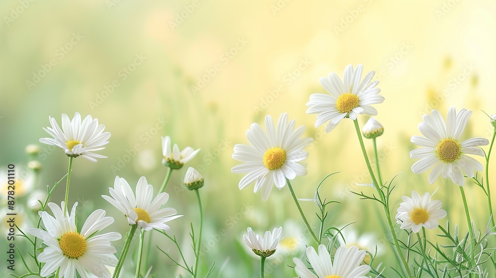 Fototapeta premium White Daisies in a Field on a Sunny Day