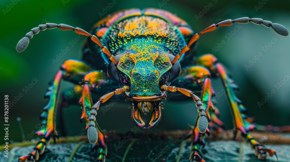 Colorful Beetle on Green Leaf Colorful Beetle on Green Leaf