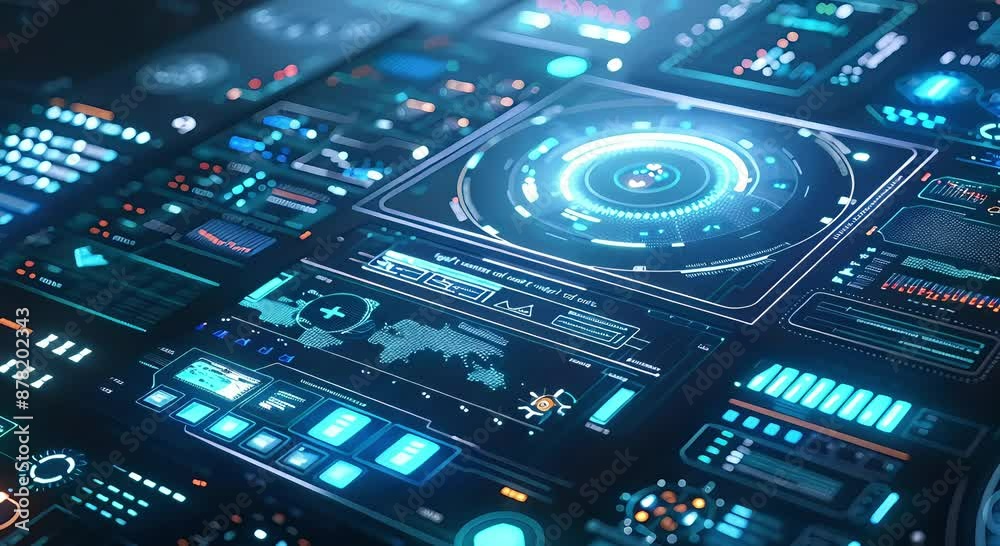 Advanced futuristic digital interface with holographic screens and interactive touch panels
Advanced futuristic digital interface with holographic screens and interactive touch panels