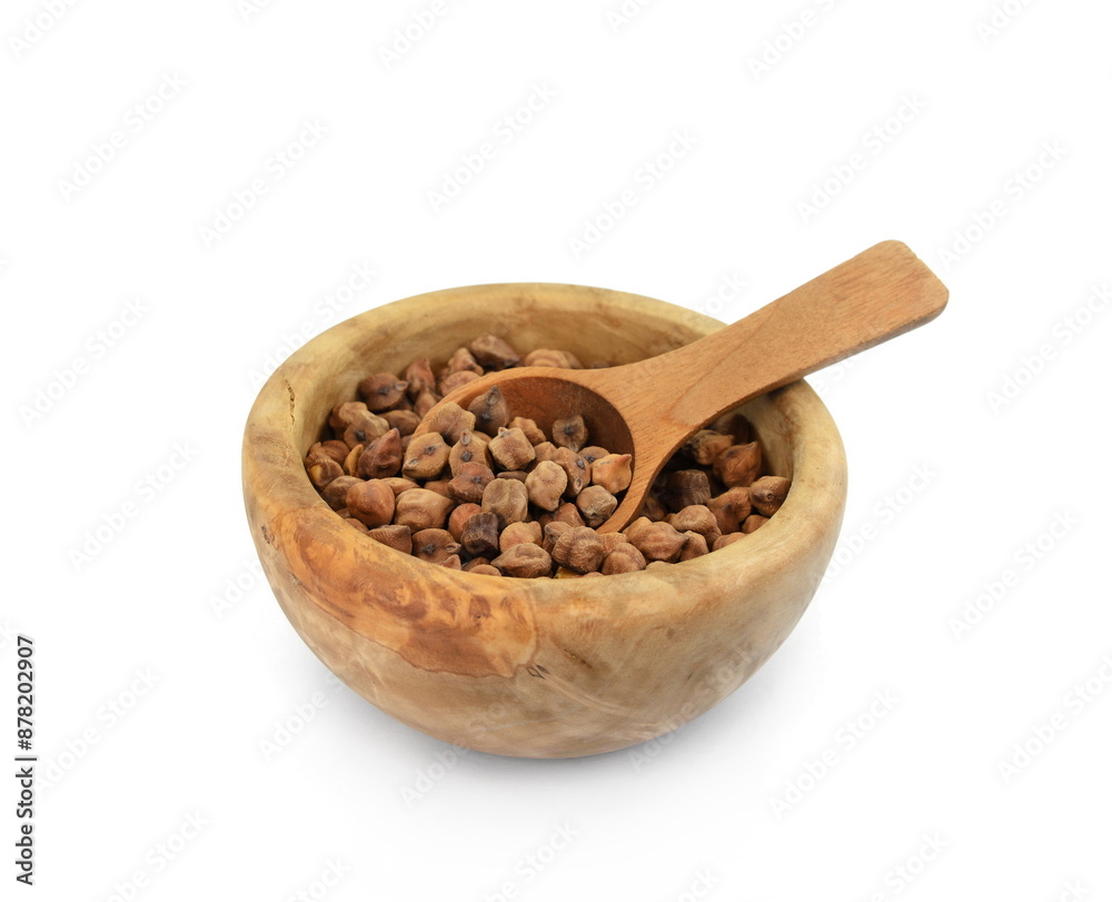 Black Chick Pea or Kala Chana in a wooden bowl isolated on White Background Black Chick Pea or Kala Chana in a wooden bowl isolated on White Background