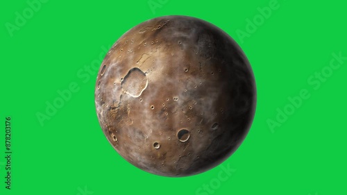 fantasy unknown planet with brown color rotation seamless looping animation in green screen