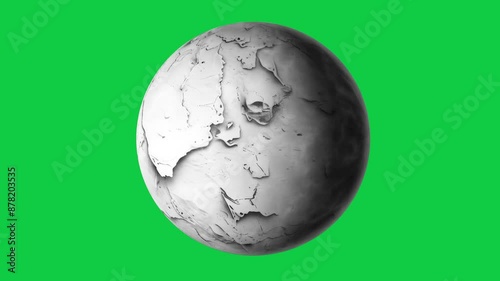 fantasy gray color unknown planet rotation in green screen
